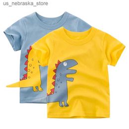 T-shirts 2024 Summer Clothing Boys Cartoon T-shirts Kids Dinosaur Print T Shirt for Boy Children Short Sleeve 3D Cotton Tops 2-10 Years Q240418