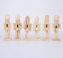 6pcs Wooden Nutcracker Doll Decoration DIY Blank Paint Toy Wooden Unpainted Doll For Kids DIY Soldier Figurines Table Ornaments C09508527