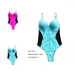 Women's Swimwear Sling Bodysuit Women Contrast Colour High Waist
