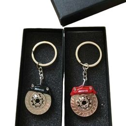 Personalised Modification Rotatable Brake Disc Hub Car Keychain Car Brake Disc Key Chain Keyrings for New Mercedes Benz AMG