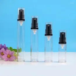 Storage Bottles 15ML Clear Plastic Airless Bottle Black Pump Lid Lotion/emulsion/eye Serum/toner Foundation Essence Skin Care Cosmetic