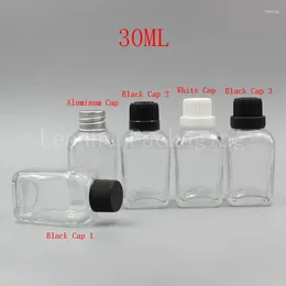 Storage Bottles 30ML Transparent Square Glass Bottle With Screw Cap 30CC Lotion/Toner/ Essential Oil Sub-bottling Empty Cosmetic Container