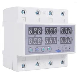 Storage Bags Din Rail 3 Phase Voltage Relay 380V Voltmeter Ammeter Over And Under Monitor Relays Protector Adjust Current 63A