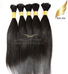 18 20 22 24 26 polegadas de cor natural Cabelo lisado Bulks não processados Humanos Brasileiros Cabelo 3 Bundles Extensões de cabelo 5557356