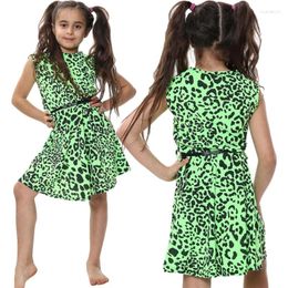 Girl Dresses Girls Dress Kids Party Leopard Neon With Belt Cute Children Skater Age 5-13 Years