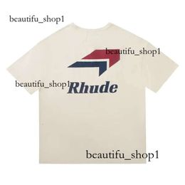 T Shirt Mens Rhude Tracksuits Designer Printing Letter Black White Grey R Summer Fashion Cotton Cord Top Short Sleeve Rhode 614