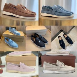 2024 new Designer Summer Charms Walk Shoes loafers Women casual shoes Men Suede Calf Skin Muller shoes Brand classic Walking Flats Loro Pianos women men loro pianaaly