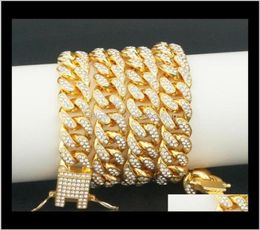 Tennis Graduated Necklaces Pendants Jewelry Drop Delivery 2021 12Dot5Mm Miami Cuban Link Chain Necklace Bracelets Set For Mens B5681172