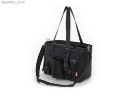 Dog Carrier Black Jacquard Nylon Pet Dos Carrier Ba With Two Pocket In Front Small Puppy Dos Hand Free Shoulder Ba L49