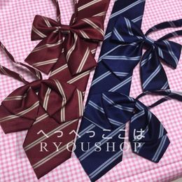 Bow Ties DK Neck Tie Wine Golden Stripe & Navy Silver British Japanese School Girls Boys JK Uniform Students Cosplay