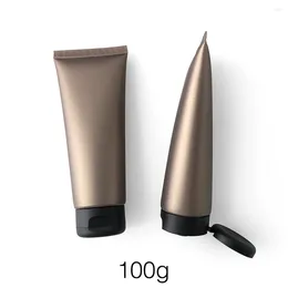 Storage Bottles 100g Matte Brown Gold Plastic Refillable Squeeze Bottle 100ml Empty Cosmetics Soft Tube Facial Lotion Cream Travel Container