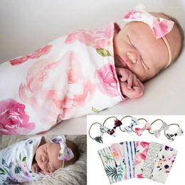 Blankets Born Soft Baby Sleeping Bags Comfortable Cute Animal Printed Swaddle Blanket Sleep Muslin Wrap Headband 2pcs