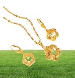 NEW Specific character Vogue Necklace Pendant Earrings Jewellery Set pure Ethiopian Party Gift 9k Solid Fine Gold FINISH Fashion Cla8242428