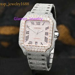 Homens personalizados relógios gelados diamantes moissanite assistir a configuração automática Hip Hop Custo de mão -de -obra elegante para cada diamante