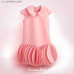 Girl's Dresses 2024 New Cute Childrens Easter Pink One Piece Wedding Brithday Party Mini Childrens Clothing Girls Clothing Sukienka Q240418