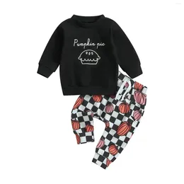 Clothing Sets Pudcoco Infant Born Baby Boys 2PCS Halloween Pants Long Sleeve Letter Tops Pumpkin Print Drawstring 0-24M