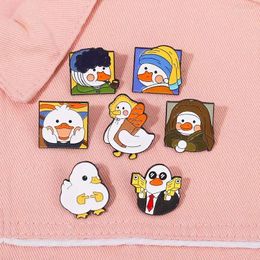 Brooches Pin Club | Cartoon Animal Duck Oil Painting Brooch Custom Fun The Scream Ducklings Retro Art Metal Badge Lapel Cute Jewelry Gift