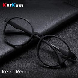 KatKani Retro Round Optical Prescription Mens And Womens Glasses Frame Ultralight Comfortable Without Screw Design Glasse 240410