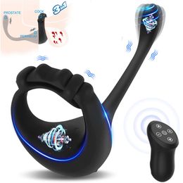 Testis Vibrator Anal Plug Make Prostate Massager With Cockring Delay Ejaculate Penis Ring Cocking Remote Control sexy Toy for Men