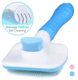 Pet Dog Grooming Dematting Brush Self Cleaning Hair Removal Comb For Dogs Cats with Massage5896296