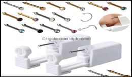 Kits Tattoos Art Health Beautydisposable Safe Sterile Pierce Unit For Gem Nose Studs Piercing Gun Piercer Tool Hine Kit Earring 8829705