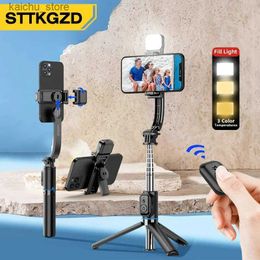 Selfie Monopods STTKGZD Portable Selfie Stick With Fill Light Detachable Mini Phone Holder Wireless Bluetooth For Live Broadcast Huawei TikTok Y240418