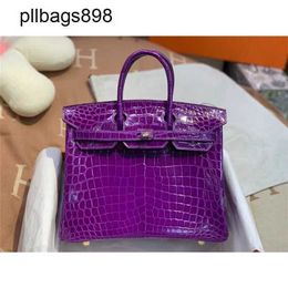 Brkns Handbag Genuine Leather 7A Handswen Luxury Crocodile Skin 25CM Crystal Womens8O0A