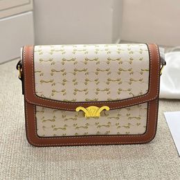 Designer bag Teen Flap Brand single Shoulder bag Underarm Bag Women's Small Square Bag Tofu Leather Cowhide Crossbody bag Fabric Printed classic printing Saddle Bag