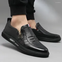 Casual Shoes High Quality Genuine Leather Men Brand 2024 Mens Loafers Moccasins Breathable Slip On Black Driving Zapatos