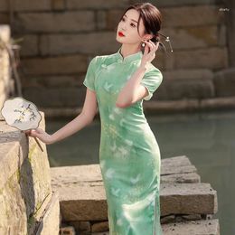Ethnic Clothing Yourqipao Summer Chinese Style Handmade Buckle Elegant Qipao Dress Ladylike Bamboo Linen Slimming Cheongsam For Women