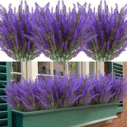 Decorative Flowers 1PC 5 Forks Artificial Plant Lavender Outdoor Indoor Wedding Table Garden Party Decoration Fake Flower Bouquet Posing