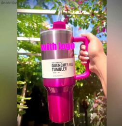 water bottle Ship from USA PINK Parade 40oz Quencher H2.0 Mugs Cups camping travel Car cup Stainss Steel Tumbrs Cups with Silicone hand Vantine Day Gift 1 1 Same