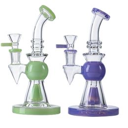 Hookahs Short Nect 7.5Inch Mouthpiece Heady Glass Pyramid Design Showerhead Percolator Glass Bong 14mm Female Joint XL275