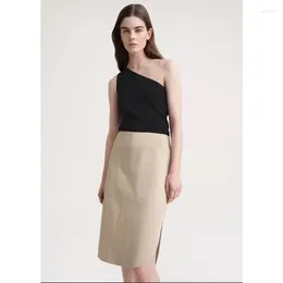 Skirts Summer/Spring Women Skirt Casual Cotton Solid Colour Zipper-Up Mini High Waist Vintage Office Lady Arc-Shape