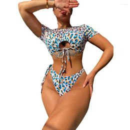 Women's Swimwear Leopard Print Swimsuit Bikini Two Piece Set Beachwear Burkini Mujer Fashion Biquine Brasileiro