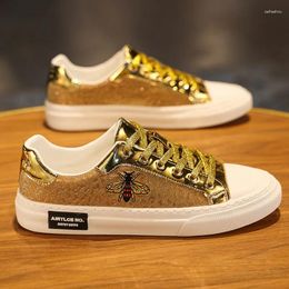 Casual Shoes Luxury Gold Sneakers Men Fashion Skulls Skateboard Designer Embroidered Bee Flats Skate