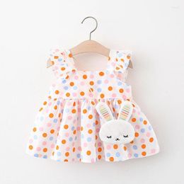 Girl Dresses 2/piece Set Of Summer Girls Dress Bag Baby Square Neck Colourful Polka Dot Small Flying Sleeve