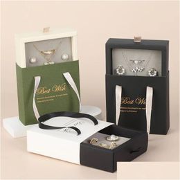 Jewellery Boxes Box Portable Der Paper Ring Earrings Necklace Packaging Storage Handle Bags Drop Delivery Packing Display Dhgarden Dhu80