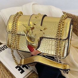 leather handbag of wind chain pinkoism square bag shoulder internet celebrity fashion cross body womens bag