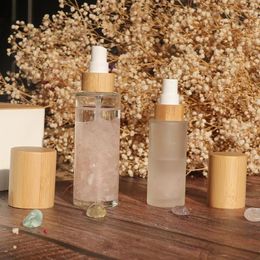 Storage Bottles 88pcs 120ml Eco-Friendly Cosmetics Packaging Bamboo Emulsion Skin Care Cream Glass Spray Bottle Luxury