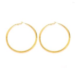 Hoop Earrings PAIR OF BIG GOLD PLATED LARGE CIRCLE CREOLE CHIC HOOPS GIFT UK214c