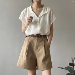 Women's Pants Summer Women Shorts Casual High Waist Cargo Loose Wide Leg Cotton Korean Fashion Lady Suit Workwear