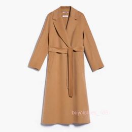 Women's Coat Cashmere Coat Designer Fashion Coat MaxMaras Womens Double-sided Wool Coat Camel