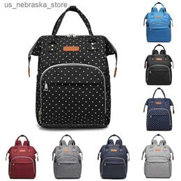 Diaper Bags Lequeen backpack Diaper bag travel bag Wave Point bag Thermos bag portable mummy bag Polka point baby care bag Q240418
