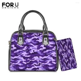 Shoulder Bags FORUDESIGNS Funny Design Women Handbags And Purse Set Purple Camouflage Pattern Print Luxury Designer Messenger Crossbody Sac