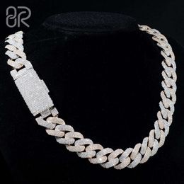 18mm 18 Inches Vvs Moissanite Cuban Link Chain Necklace Two Tones Bling Diamond Curb Hip Hop Circular Arc Cuban Chain