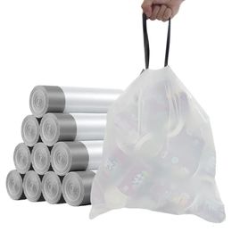 Disposable Trash Bags Household Kitchen Garbage Bag Drawstring Widened Handles Hands Plastic Storage Bags 240416