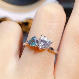 Cluster Rings Alexandrite Heart Shape Engagement Ring 925 Sterling Silver Wedding CZ Women Promise Bridal