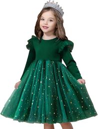 Kleine Mädchen Langarmes Casual Birthday Kleid