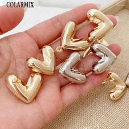 Stud Earrings 5 Pairs Elegant Smooth Heart Lovely Metallic Classic Wholesale Women Jewelry Gift 30944